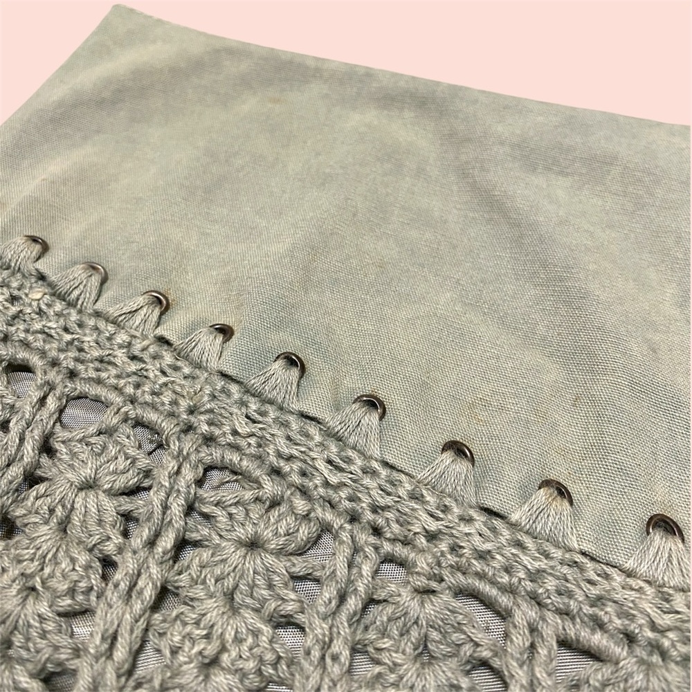 MEG Light Green 100% Cotton Crochet Pencil Skirt - Picture 4 of 8